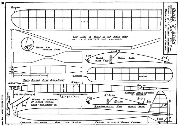 Class D p1 model airplane plan